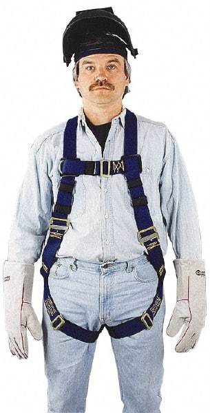 Miller - 400 Lb Capacity, Size Universal, Full Body Welders Safety Harness - Nomex, Mating Leg Strap, Mating Chest Strap, Blue - Americas Industrial Supply