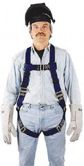Miller - 400 Lb Capacity, Size Universal, Full Body Welders Safety Harness - Nomex, Mating Leg Strap, Mating Chest Strap, Blue - Americas Industrial Supply
