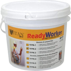 Miller - 310 Lb. Capacity, General Use Fall Protection Kit - Back D Ring, 6 Ft. Lanyard Long, Gold and Black - Americas Industrial Supply