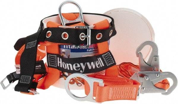 Miller - 310 Lb. Capacity, General Use Fall Protection Kit - Back D Ring, 6 Ft. Lanyard Long, Gold and Black - Americas Industrial Supply
