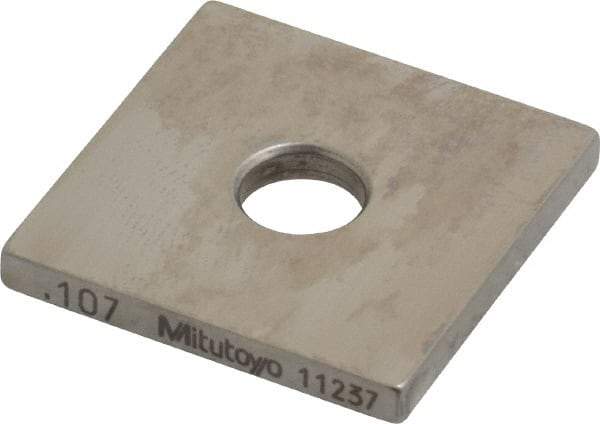 Mitutoyo - 0.107" Square Steel Gage Block - Accuracy Grade 0, Includes Certificate of Inspection - Americas Industrial Supply