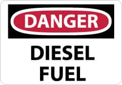 NMC - "Danger - Diesel Fuel", 7" Long x 10" Wide, Aluminum Safety Sign - Rectangle, 0.04" Thick, Use for Hazardous Materials - Americas Industrial Supply