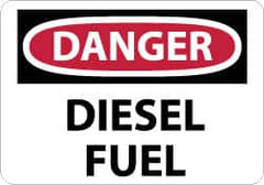 NMC - "Danger - Diesel Fuel", 7" Long x 10" Wide, Aluminum Safety Sign - Rectangle, 0.04" Thick, Use for Hazardous Materials - Americas Industrial Supply