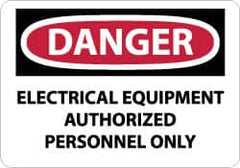 NMC - "Danger - Electrical Equipment - Authorized Personnel Only", 10" Long x 14" Wide, Aluminum Safety Sign - Rectangle, 0.04" Thick, Use for Accident Prevention - Americas Industrial Supply