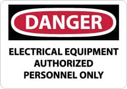 NMC - "Danger - Electrical Equipment - Authorized Personnel Only", 10" Long x 14" Wide, Fiberglass Safety Sign - Rectangle, 0.095" Thick, Use for Accident Prevention - Americas Industrial Supply