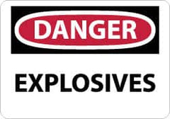 NMC - "Danger - Explosives", 7" Long x 10" Wide, Pressure-Sensitive Vinyl Safety Sign - Rectangle, 0.004" Thick, Use for Accident Prevention - Americas Industrial Supply