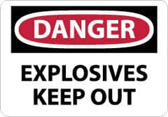 NMC - "Danger - Explosives - Keep Out", 10" Long x 14" Wide, Aluminum Safety Sign - Rectangle, 0.04" Thick, Use for Accident Prevention - Americas Industrial Supply