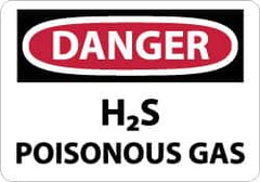 NMC - "Danger - H2s - Poisonous Gas", 10" Long x 14" Wide, Aluminum Safety Sign - Rectangle, 0.04" Thick, Use for Hazardous Materials - Americas Industrial Supply