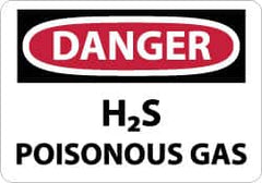 NMC - "Danger - H2s - Poisonous Gas", 10" Long x 14" Wide, Fiberglass Safety Sign - Rectangle, 0.095" Thick, Use for Hazardous Materials - Americas Industrial Supply