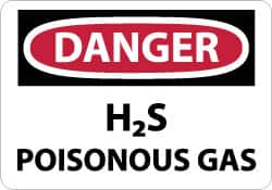 NMC - "Danger - H2s - Poisonous Gas", 7" Long x 10" Wide, Pressure-Sensitive Vinyl Safety Sign - Rectangle, 0.004" Thick, Use for Hazardous Materials - Americas Industrial Supply