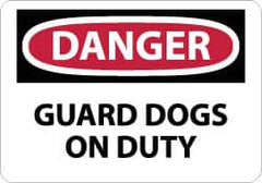 NMC - "Danger - Guard Dogs on Duty", 10" Long x 14" Wide, Aluminum Safety Sign - Rectangle, 0.04" Thick, Use for Security & Admittance - Americas Industrial Supply