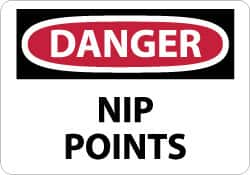 NMC - "Danger - Nip Points", 7" Long x 10" Wide, Rigid Plastic Safety Sign - Rectangle, 0.05" Thick, Use for Accident Prevention - Americas Industrial Supply