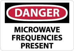 NMC - "Danger - Microwave Frequencies Present", 10" Long x 14" Wide, Rigid Plastic Safety Sign - Rectangle, 0.05" Thick, Use for Accident Prevention - Americas Industrial Supply