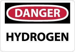 NMC - "Danger - Hydrogen", 7" Long x 10" Wide, Pressure-Sensitive Vinyl Safety Sign - Rectangle, 0.004" Thick, Use for Hazardous Materials - Americas Industrial Supply