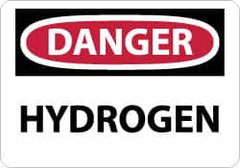 NMC - "Danger - Hydrogen", 10" Long x 14" Wide, Pressure-Sensitive Vinyl Safety Sign - Rectangle, 0.004" Thick, Use for Hazardous Materials - Americas Industrial Supply