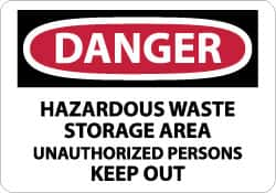 NMC - "Danger - Hazardous Waste Storage Area - Unauthorized Persons Keep Out", 10" Long x 14" Wide, Fiberglass Safety Sign - Rectangle, 0.095" Thick, Use for Security & Admittance - Americas Industrial Supply