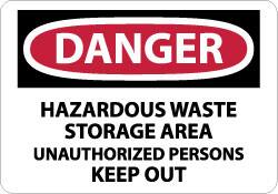 NMC - "Danger - Hazardous Waste Storage Area - Unauthorized Persons Keep Out", 7" Long x 10" Wide, Rigid Plastic Safety Sign - Rectangle, 0.05" Thick, Use for Security & Admittance - Americas Industrial Supply