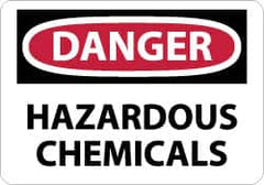 NMC - "Danger - Hazardous Chemicals", 10" Long x 14" Wide, Pressure-Sensitive Vinyl Safety Sign - Rectangle, 0.004" Thick, Use for Hazardous Materials - Americas Industrial Supply