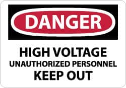 NMC - "Danger - High Voltage - Unauthorized Personnel Keep Out", 10" Long x 14" Wide, Fiberglass Safety Sign - Rectangle, 0.095" Thick, Use for Accident Prevention - Americas Industrial Supply