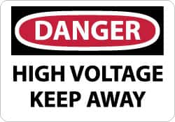 NMC - "Danger - High Voltage - Keep Away", 10" Long x 14" Wide, Aluminum Safety Sign - Rectangle, 0.04" Thick, Use for Accident Prevention - Americas Industrial Supply