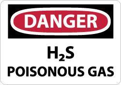 NMC - "Danger - H2s - Poisonous Gas", 10" Long x 14" Wide, Rigid Plastic Safety Sign - Rectangle, 0.05" Thick, Use for Hazardous Materials - Americas Industrial Supply