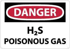 NMC - "Danger - H2s - Poisonous Gas", 10" Long x 14" Wide, Rigid Plastic Safety Sign - Rectangle, 0.05" Thick, Use for Hazardous Materials - Americas Industrial Supply