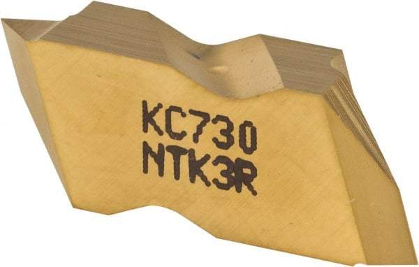 Kennametal - NTK3 Grade KC730, Internal/External Partial Profile 60° Threading Insert - 0.6 to 2.5mm & 10 to 44 TPI Ext Pitch, 10 to 2.5mm & 9 to 24 TPI Int Pitch, Right Hand Insert, TiN Finish, Carbide - Americas Industrial Supply