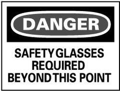 NMC - "Danger - Safety Glasses Required Beyond This Point", 14" Long x 20" Wide, Aluminum Safety Sign - Rectangle, 0.04" Thick, Use for Accident Prevention - Americas Industrial Supply