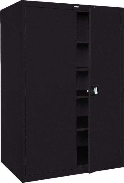 Sandusky Lee - 5 Shelf Locking Storage Cabinet - Steel, 46" Wide x 24" Deep x 78" High, Black - Americas Industrial Supply