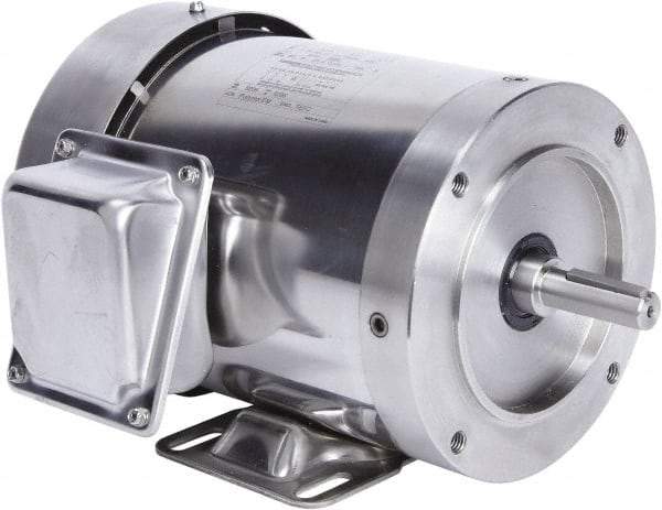 Leeson - 1 Max hp, 3,600 Max RPM, Premium Efficient Electric AC DC Motor - 230/460 V Input, Three Phase, 56HC Frame, 5/8" Shaft Diam, C-Face with Base Mount, TEFC Enclosure - Americas Industrial Supply