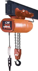 CM - 5 Ton Capacity, 12 FPM Lift Speed, 230/460 Volt, Hoist with Motorized Trolley - 5.5 Output hp, 15' Max Lift, 33-3/4" Min Headroom, 2 Chains - Americas Industrial Supply