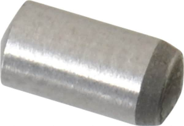 Made in USA - 3mm Diam x 6mm Pin Length 416 Stainless Steel Precision Dowel Pin - C 36-42 Hardness, 1 Beveled & 1 Rounded End - Americas Industrial Supply