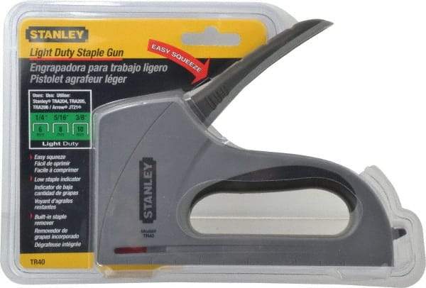 Stanley - Manual Staple Gun - 1/4, 5/16, 3/8" Staples, Silver, Steel - Americas Industrial Supply