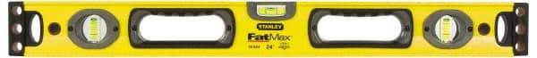 Stanley - 72" Long 5 Vial Box Beam Level - Aluminum, Yellow, 2 Level & 3 Plumb Vials - Americas Industrial Supply