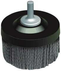 Osborn - 1-1/2" 120 Grit Silicon Carbide Crimped Disc Brush - Fine Grade, Quick Change Connector, 1-3/8" Trim Length, 1/4" Shank Diam - Americas Industrial Supply