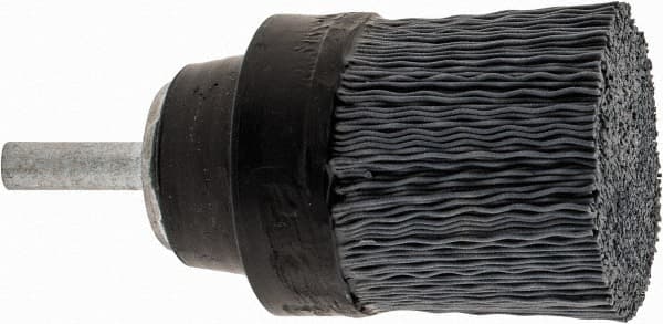 Osborn - 1-1/2" 320 Grit Silicon Carbide Crimped Disc Brush - Extra Fine Grade, Quick Change Connector, 1-3/8" Trim Length, 1/4" Shank Diam - Americas Industrial Supply