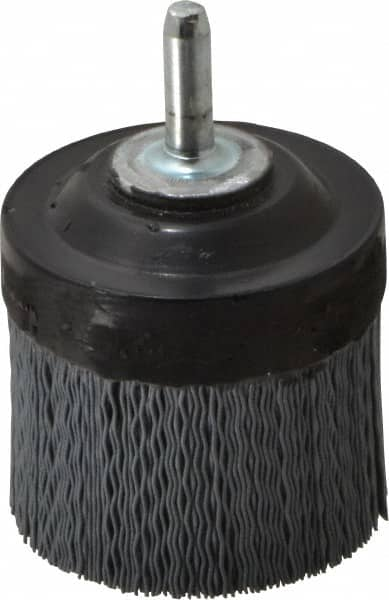 Osborn - 2" 320 Grit Silicon Carbide Crimped Disc Brush - Extra Fine Grade, Quick Change Connector, 1-3/8" Trim Length, 1/4" Shank Diam - Americas Industrial Supply