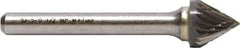 M.A. Ford - 1/8" Cut Diam, 1/8" Shank Diam, Tree Head Double Cut Burr - Carbide, Point End, 3/32" LOC, 1-1/2" OAL - Americas Industrial Supply