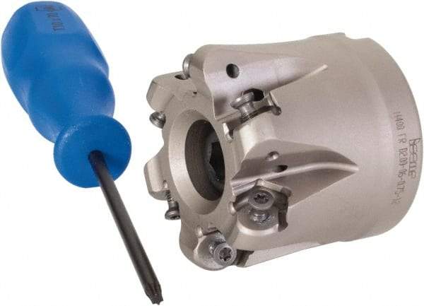 Iscar - 2" Cut Diam, 0.34" Max Depth, 3/4" Arbor Hole, 6 Inserts, H400 RNHU 1205 Insert Style, Indexable Copy Face Mill - H400 FR-12 Cutter Style, 1.77" High, Through Coolant, Series Helido - Americas Industrial Supply