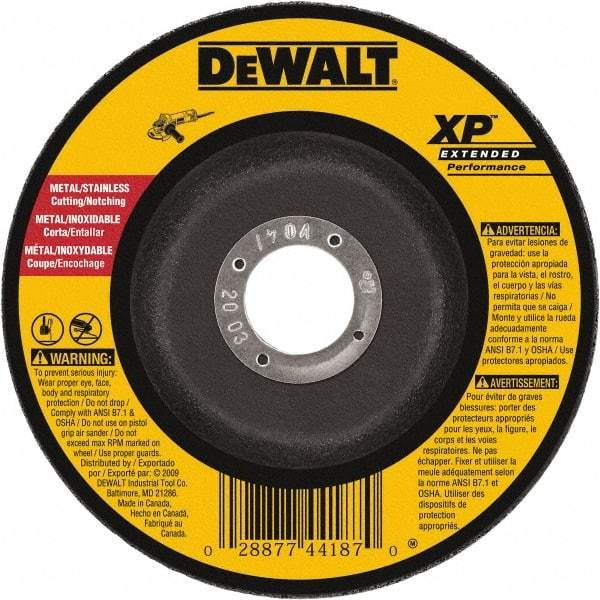 DeWALT - 24 Grit, 5" Wheel Diam, 1/8" Wheel Thickness, Type 27 Depressed Center Wheel - Zirconia Alumina, Resinoid Bond, 12,200 Max RPM, Compatible with Angle Grinder - Americas Industrial Supply