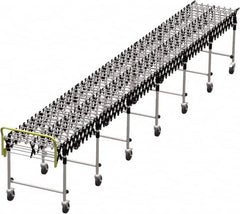 Value Collection - 18 Inches Wide x 7 Ft. to 22 Ft. Extended Length Flexible Conveyor - 31-1/2 to 39.4" High, 7 Leg Sets per Unit, 7 Wheels per Axle - Americas Industrial Supply