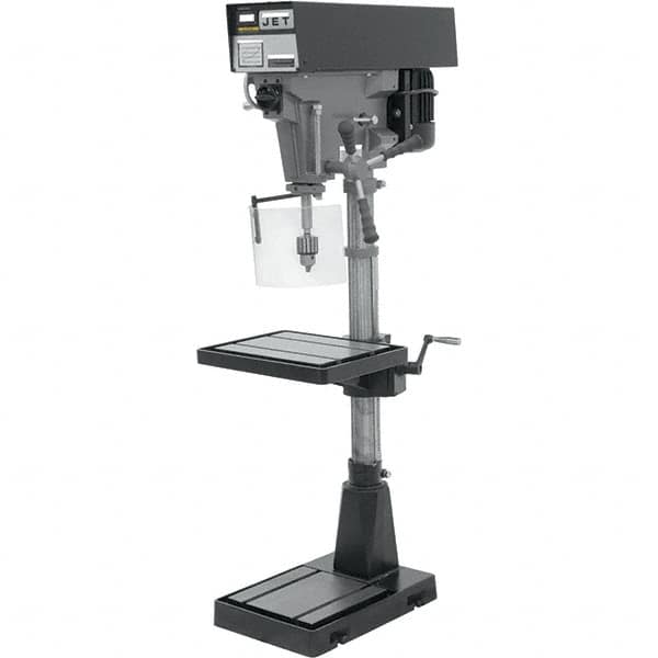 Jet - 15" Swing, Variable Speed Pulley Drill Press - Variable Speed, 1 hp, Single Phase - Americas Industrial Supply