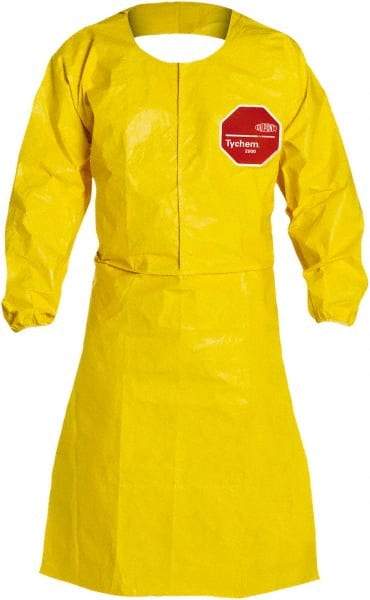 Dupont - 10 mil Thick Disposable & Chemical Resistant Apron - 28X44" YLW XL 25/CS TYCHEM 2000 SLEEVED APRON - Americas Industrial Supply