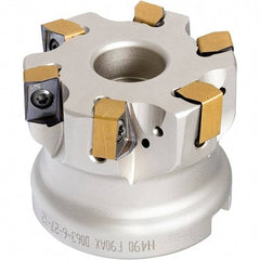 Iscar - 6 Inserts, 2-1/2" Cut Diam, 1" Arbor Diam, 0.472" Max Depth of Cut, Indexable Square-Shoulder Face Mill - 0/90° Lead Angle, 1-3/4" High, H490 AN.X 12 Insert Compatibility, Through Coolant, Series Helido - Americas Industrial Supply