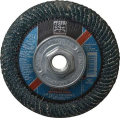 PFERD - 40 Grit 4-1/2" Diam 5/8-11 Center Hole Type 27 Zirconia Alumina Flap Disc - 13,300 Max RPM, Coated, Coarse Grade - Americas Industrial Supply