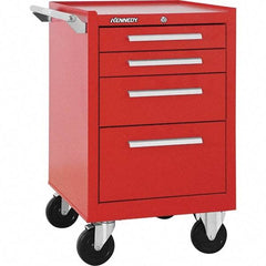 Kennedy - 4 Drawer Steel Tool Roller Cabinet - 20-1/2" Wide x 34" High x 18" Deep, Ball Bearing Drawer Slides, Red - Americas Industrial Supply