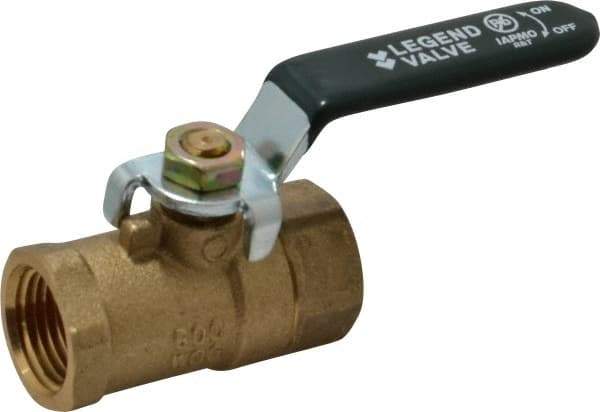 Legend Valve - 1/2" Pipe, Full Port, Brass Full Port Ball Valve - Bi-Directional, FNPT x FNPT Ends, Quarter Turn Handle, 600 WOG, 150 WSP - Americas Industrial Supply