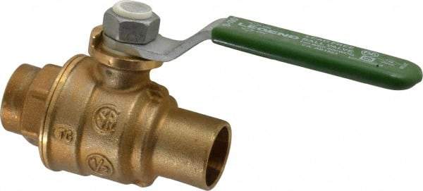 Legend Valve - 1/2" Pipe, Full Port, Brass Full Port Ball Valve - Bi-Directional, Sweat Ends, Quarter Turn Handle, 600 WOG, 150 WSP - Americas Industrial Supply