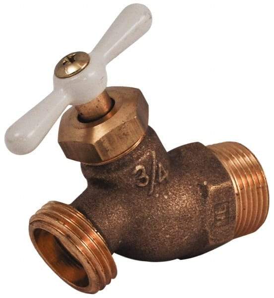 Legend Valve - 3/4" Pipe, 125 psi WOG Rating, Brass Hose Bibb, Stop Valve - T Handle, MNPT x MGHT End Connections, Use with Potable Water Applications - Americas Industrial Supply