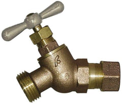 Legend Valve - 1/2" Pipe, 125 psi WOG Rating, Brass Hose Bibb, Stop Valve - T Handle, MGHT End Connections, Use with Potable Water Applications - Americas Industrial Supply